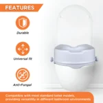 Comfort Commode Elevated Seat (2 / 4 / 6 Inch Height) Without Lid | Portable, Lightweight Commode Raiser (White) - Image 3