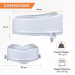 Comfort Commode Elevated Seat (2 / 4 / 6 Inch Height) Without Lid | Portable, Lightweight Commode Raiser (White) - Image 7