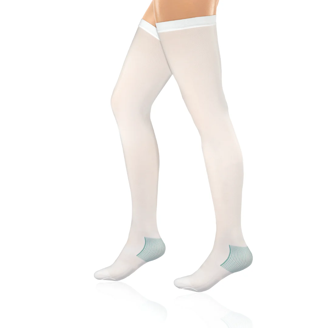 5708-Anti-Embolism-Thigh-01_1800x1800 Anti-Embolism - Thigh (Lower Inspection Hole) | Mild Support | Improves Blood Circulation | Put it on for Swollen, Tired, Aching Legs (White) - Image 1